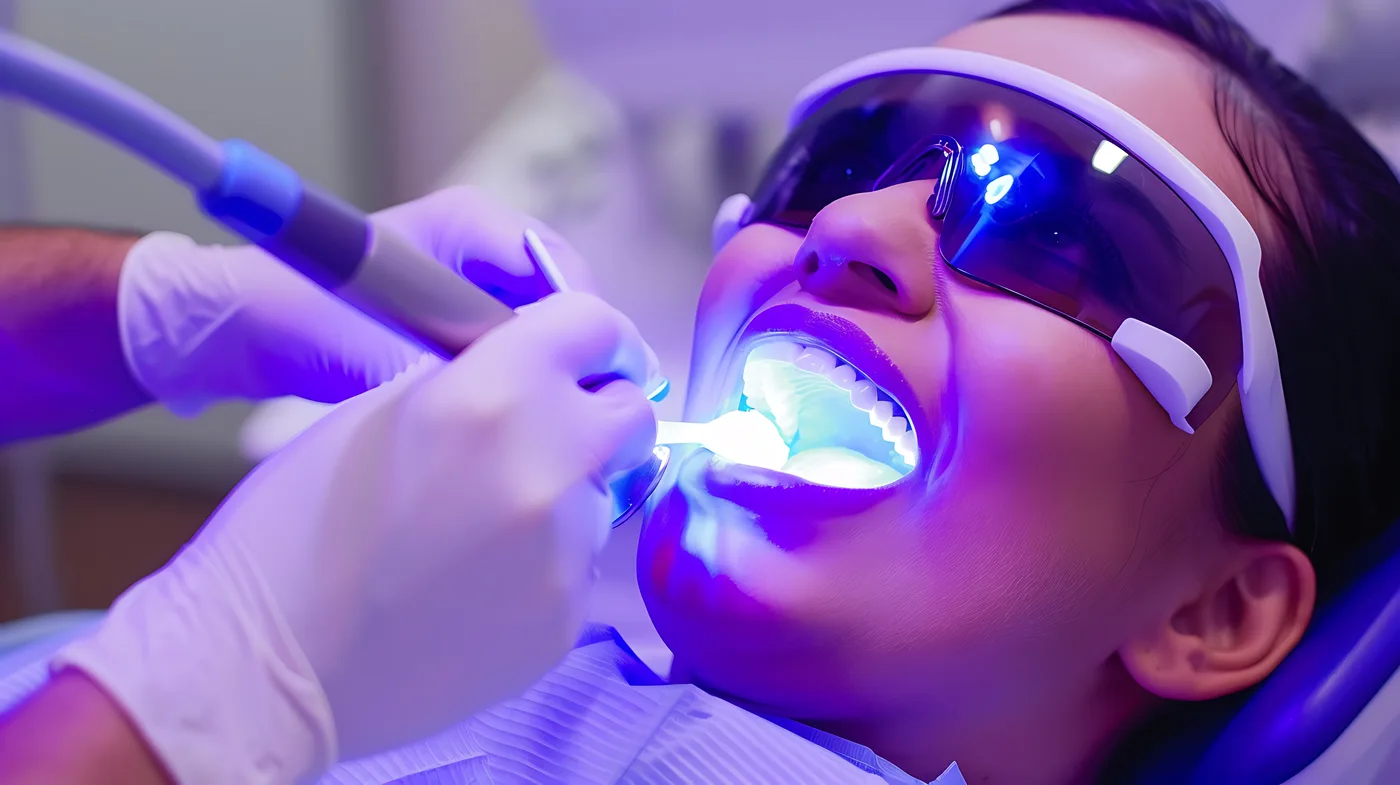 Sorriso clareado naturalmente após procedimento odontológico em Passos-MG