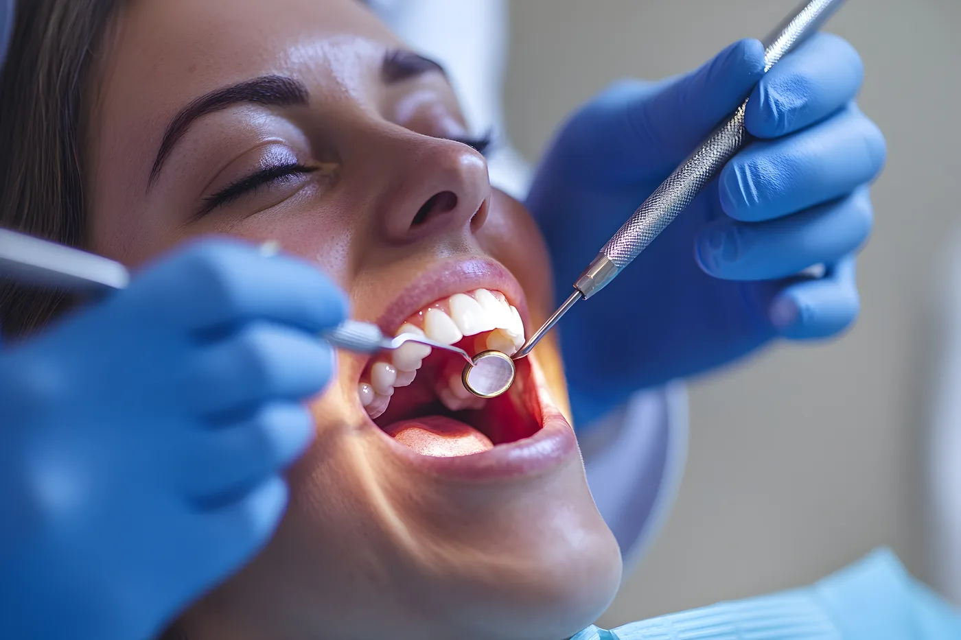 Aplicação de flúor após limpeza dental